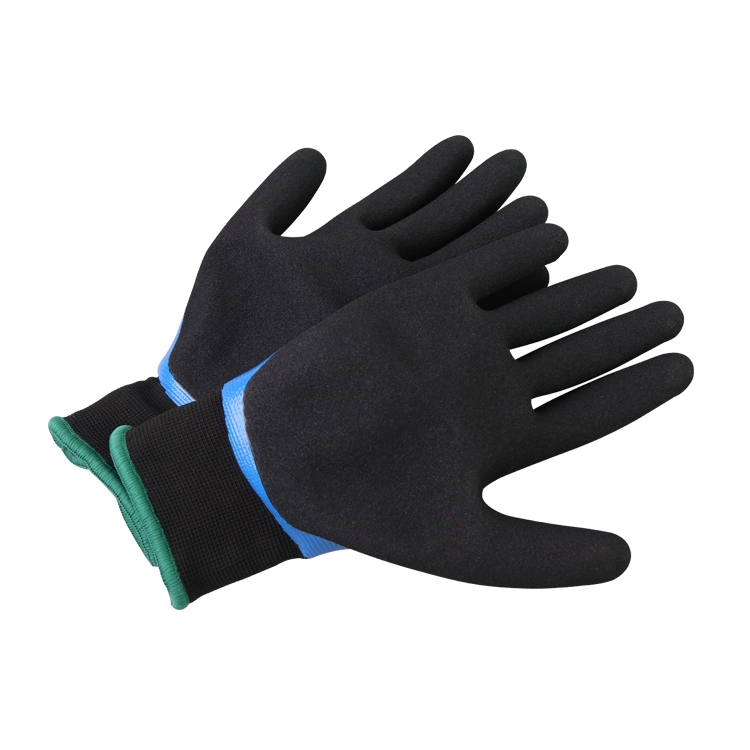 Gants thermiques d'hiver pour la pêche industrielle, le travail dur, les mains chaudes, double coque en nitrile enduit de gants imperméables, gants d'hiver.