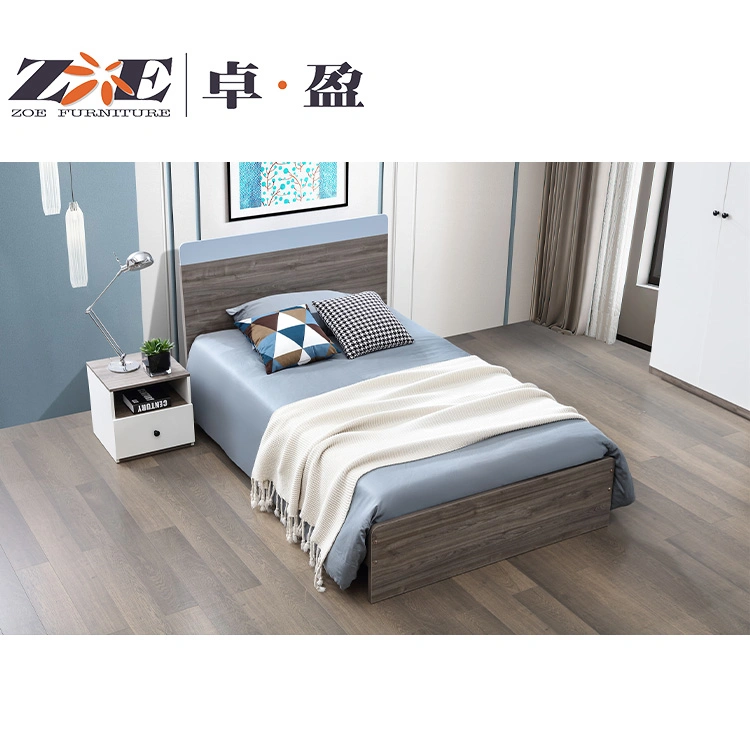 Luxury Mattress Leather Bunk Hospital King Single Hotel Bedroom Furniture Queen Double Wall Wooden Bed