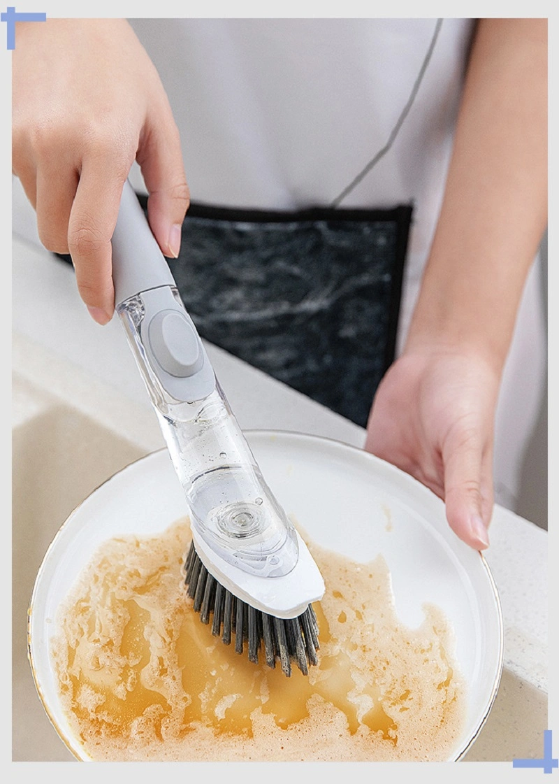 Brosse pour lave-vaisselle avec distributeur de savon intégré sur la poignée tête de brille Brosse de lavage Esg14511