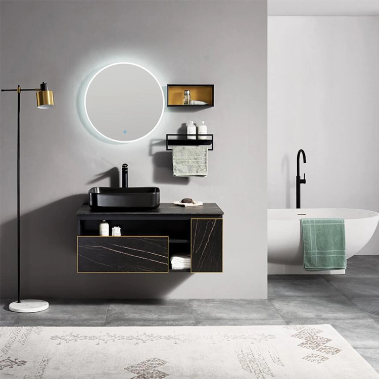 Muebles de baño de lujo de luz LED de diseño del armario de baño blanco espejo vanidad