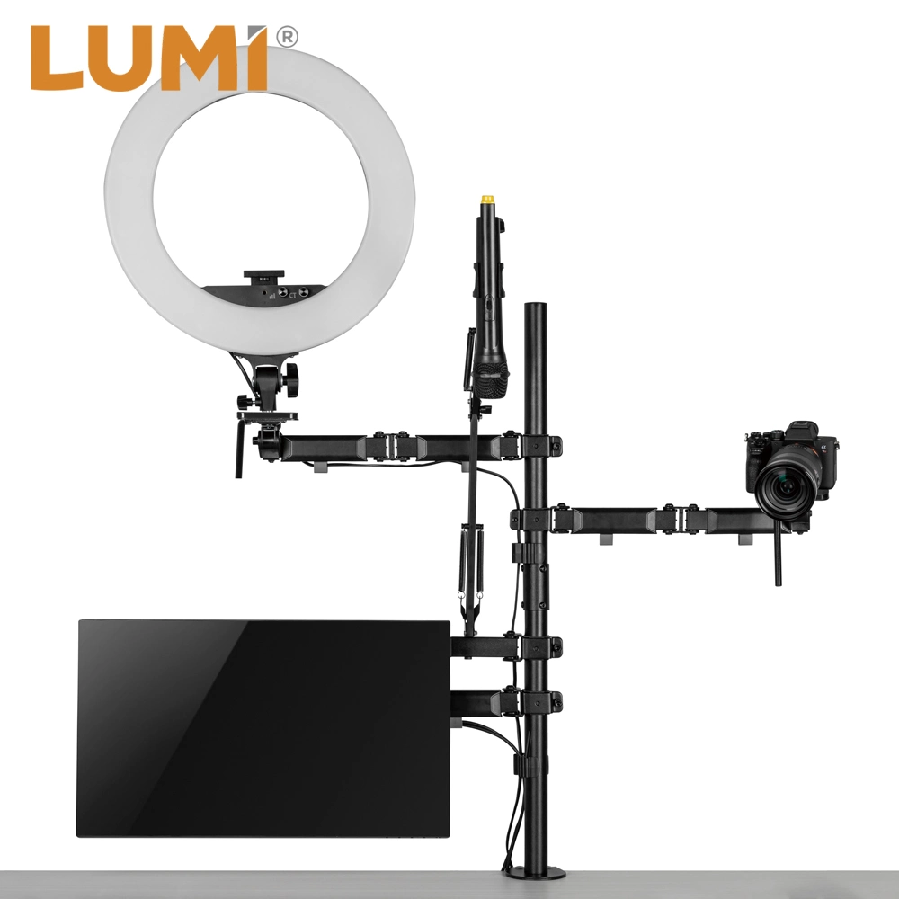 Professioneller Mikrofonstativ, Mikrofonarm-Halterung mit Monitor und Licht Halterung