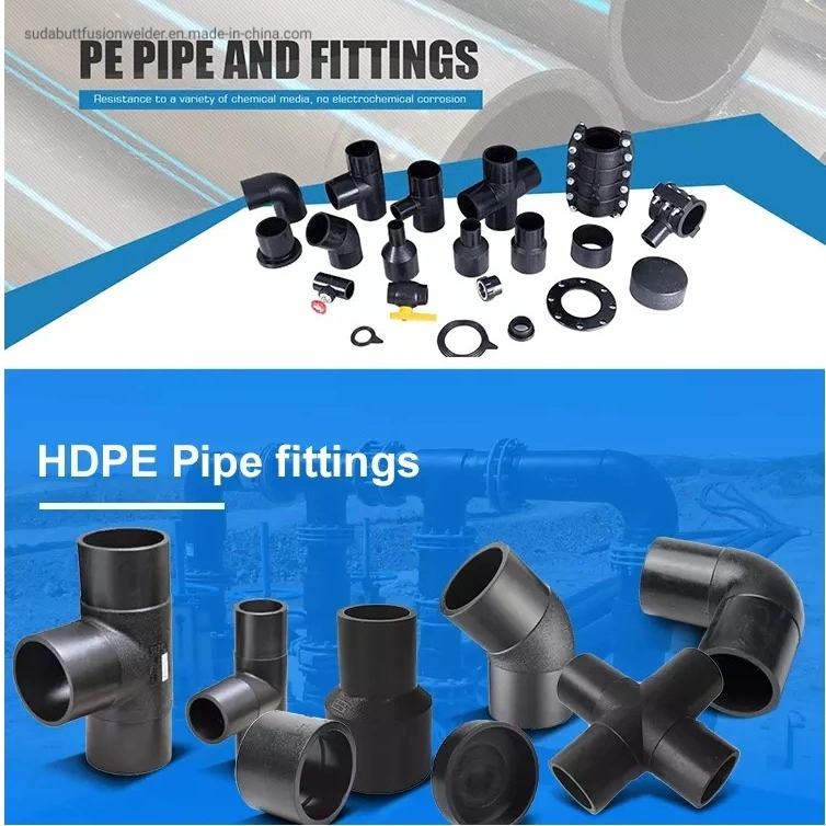 Butt Fusion HDPE Pipe Fittings Pn10 Pn16 Tube HDPE Drain Price Pipe Water Supply Polyethylene 110mm 280mm 12 Inch Equal Tee Fitting