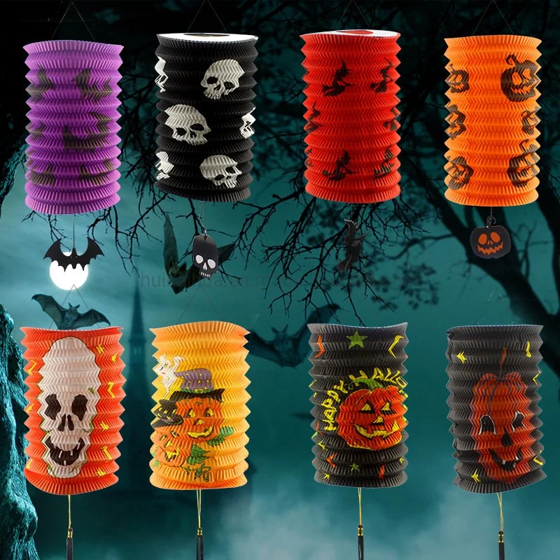 Halloween Party Decoration Children Play Hanging Cylinder Accordion Paper Lantern