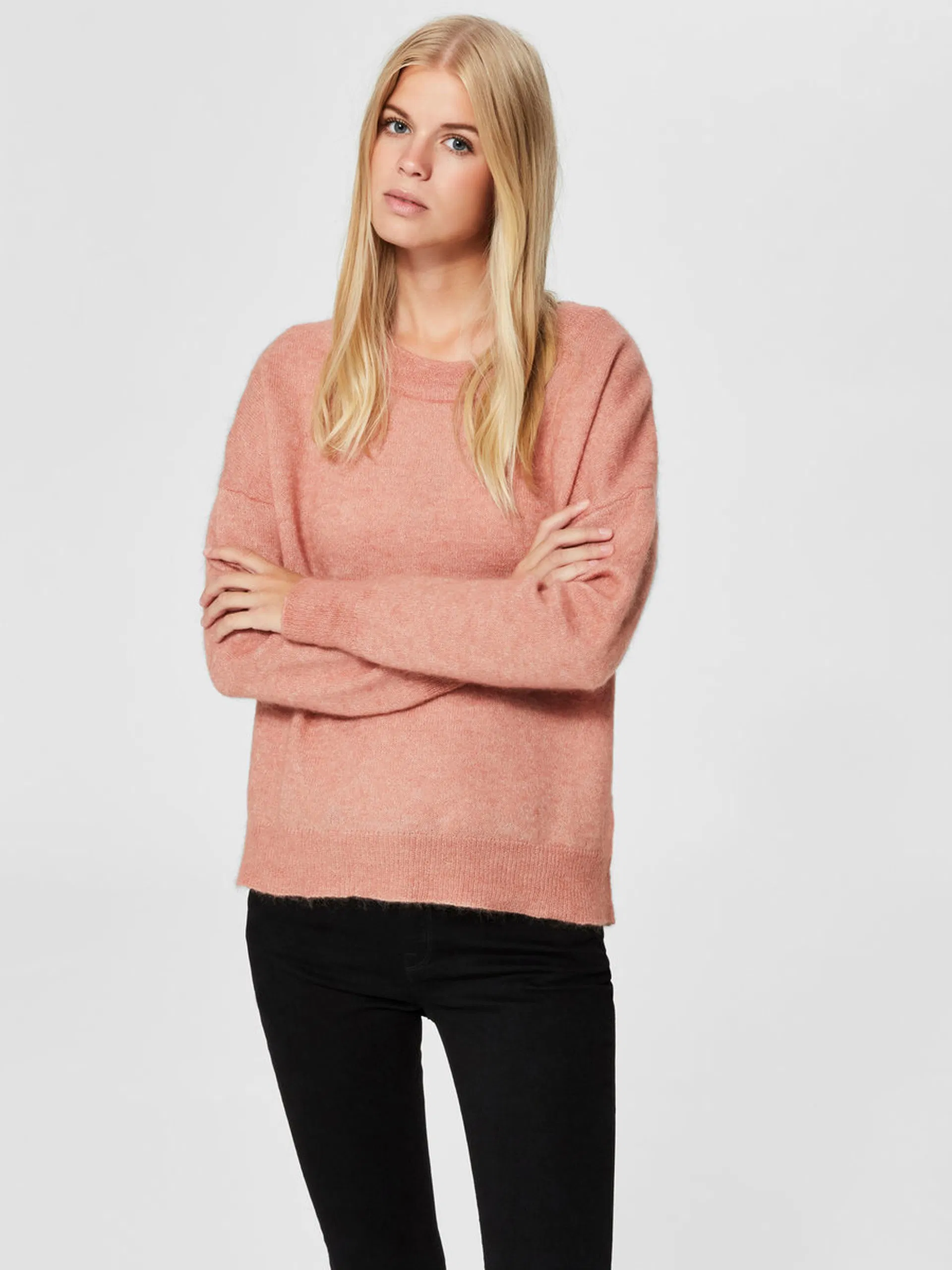 Ladies&rsquor; Round Neck Long Sleeve Fashion Knit Pullover