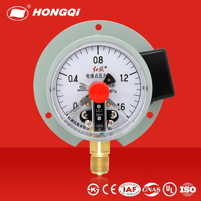 مقياس ضغط التلامس الكهربائي من Hongqi® مع Alarm 0-1.6MPa