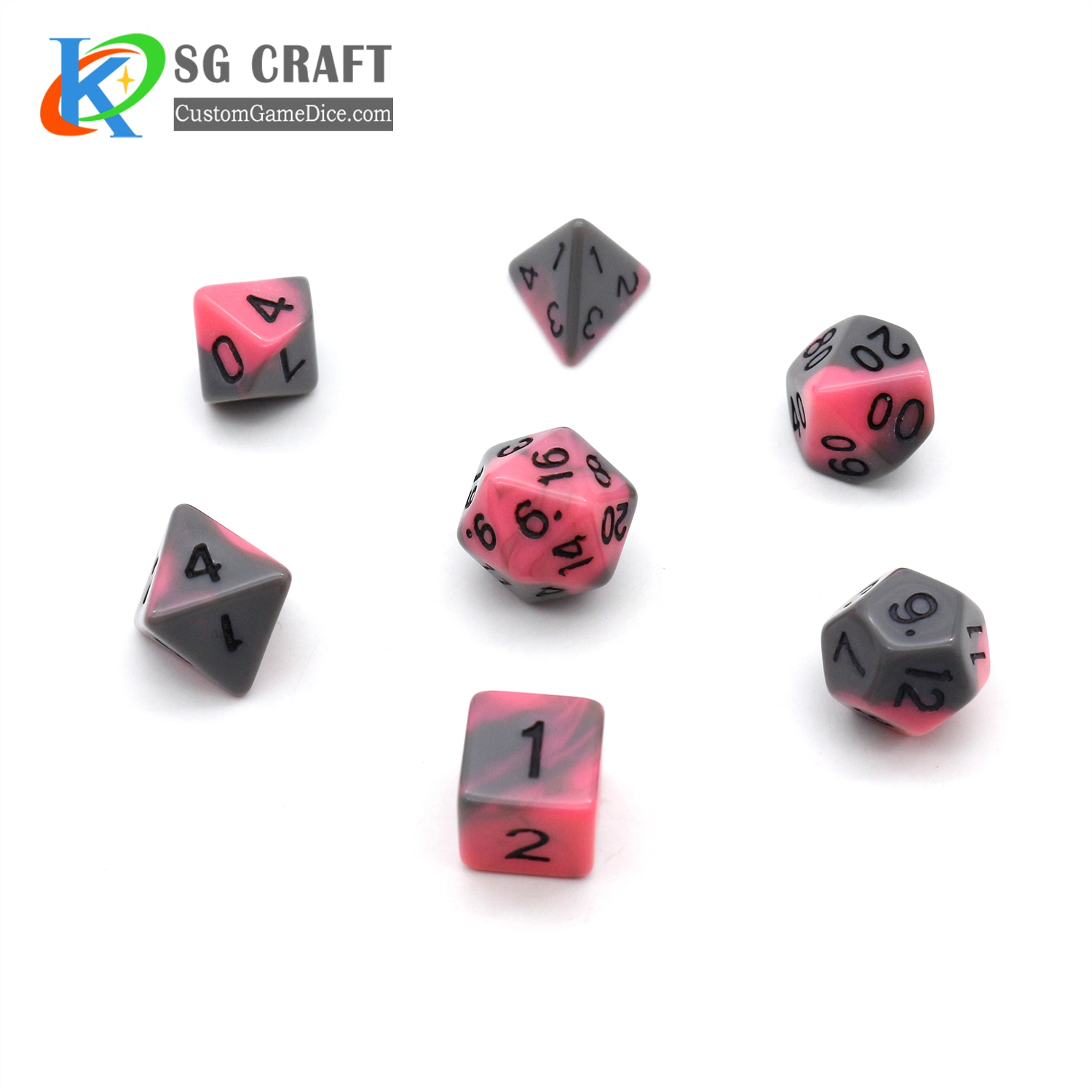 Hot Sell Customize Polyhedral 7-Dice Custom Mix Colored Dice Set for Rpg Game