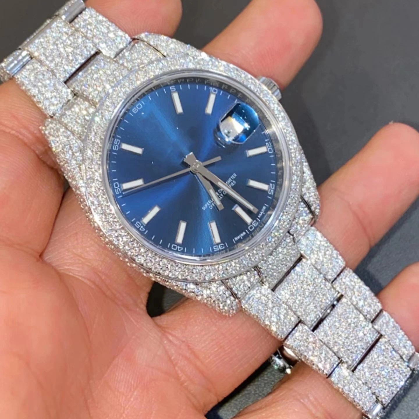 Hip Hop bijoux mode montre Iced Out Watch Sapphire Glass Montre Men Iced Out Watch Moissanite for Man