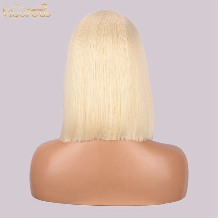 Synthetic Straight Short Blonde Bob Wigs Black Daily Use Natural Looking Hairs