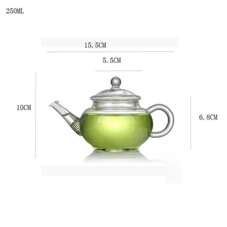 Factory Wholesale Pyrex Heat Resistant Borosilicate Water Kwith Lid Glass Tea Pot with Ceramic Stainless Steel Infuser