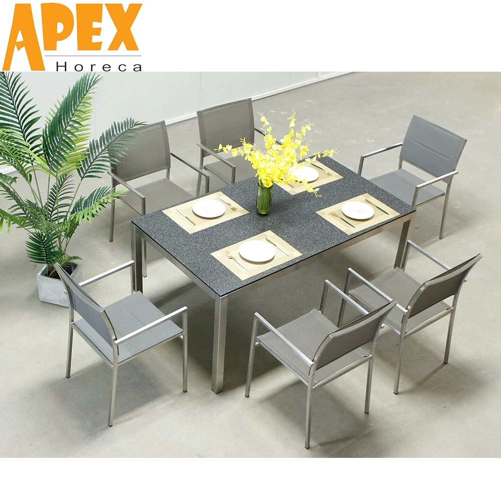 Wholesale/Supplier Stainless Steel Dining Table Chair Set Hotel Garden Furniture