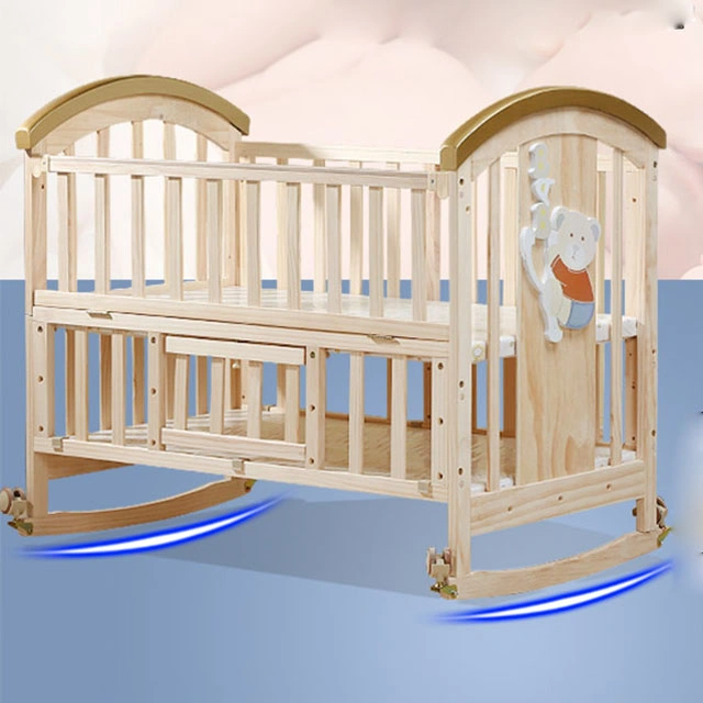 2020 Good Quality Convertible Solid Pine Wood Bed Extender for Baby/Multifunctional Baby Swing Sleep Bed Crib