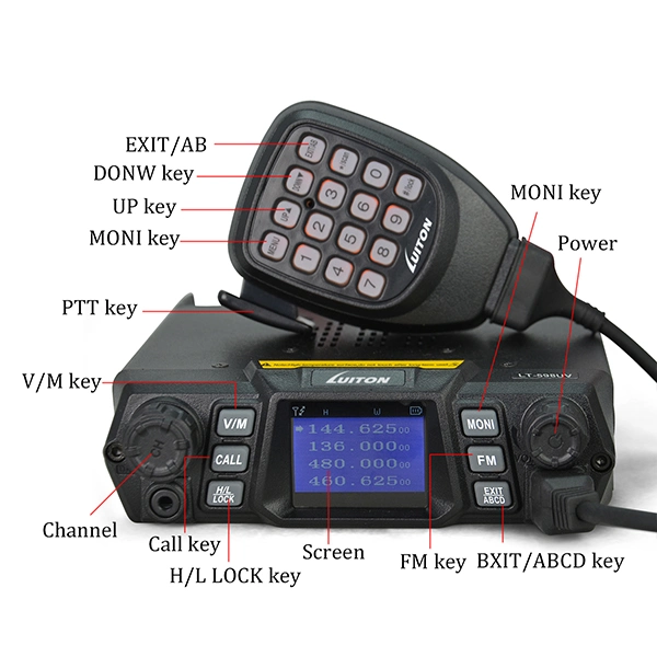 راديو محمول مزدوج النطاق Lt-598UV راديو السيارة 200قناة 75W