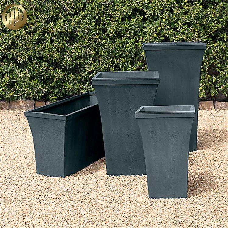 Factory Direct Sale Modern Outdoor Rectangular Metal Flower Pot Garden Decoration Planter Flower