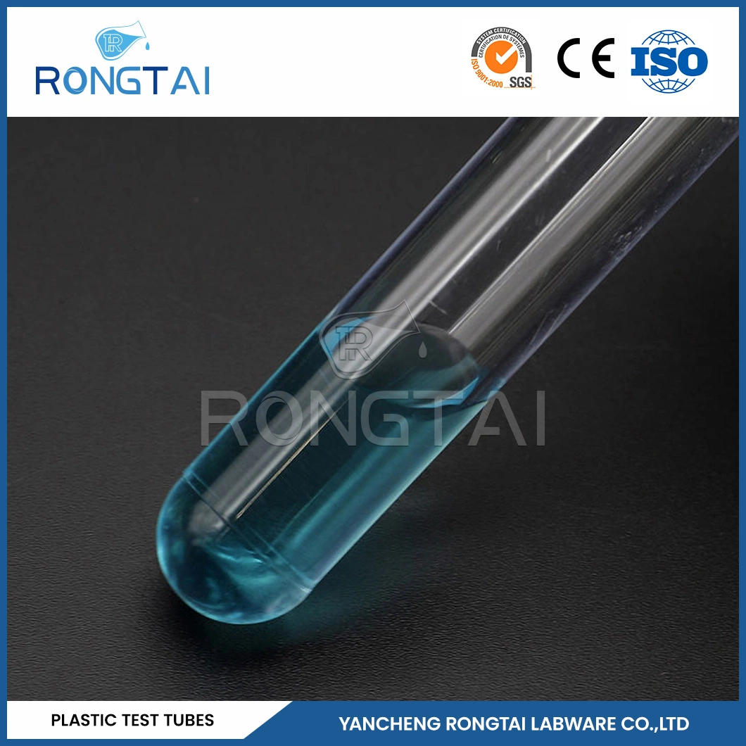 Rongtai 80ml claro plástico transparente tubos de ensayo proveedores 13*100mm plástico Tubo de ensayo desechable China 8ml 10ml PP material 10ml plástico Tubo de ensayo