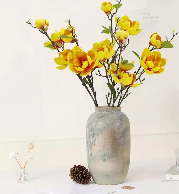 Wholesale Newest Real Touch Artificial Magnolia Flowers PU Magnolia Flower Indoor Decorative