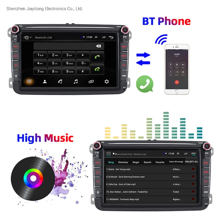 Double DIN 8 pouces Android102+32GB radio voiture WiFi Bt GPS CarPlay FM AM pour système de navigation et GPS pour lecteur de voiture VW