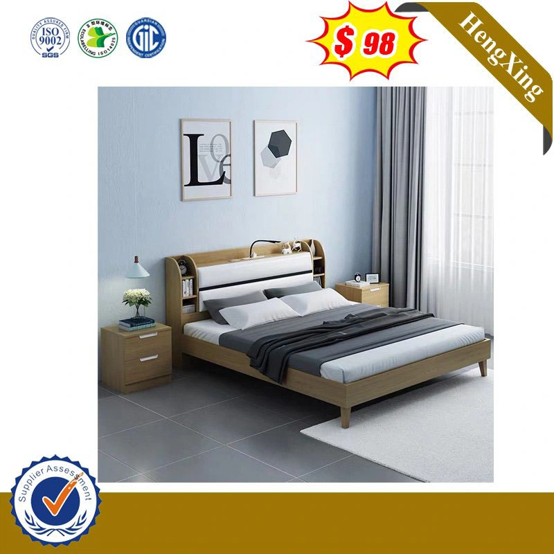 Natural Color Simple Furniture Bedroom Sets Home Hotel Wooden Sofa Bed with Drawer