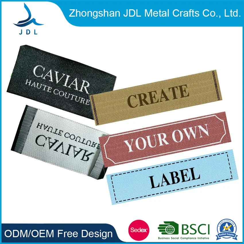 Fashion High Density and Material Folded Clothing Damask Garment Woven Label for Clothing