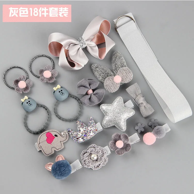 New Style Baby 18 Pieces Princess Style Cute Hairpin Hair Ring Gift Suit Kids Hair Band Set Baby Girl Hair Accessories