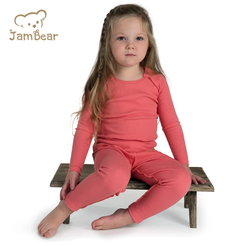 Jambear Organic Kids Baby Pajama Kids Ribbed Baby Pyjamas Eco-Friendly Organic Cotton Childrens Loungewear Toddler Sleepwear