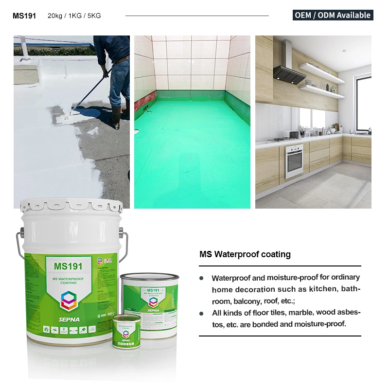 Construction Material Exposed Modified Silane Polymer Ms Waterproof Coating for Roofs Paint