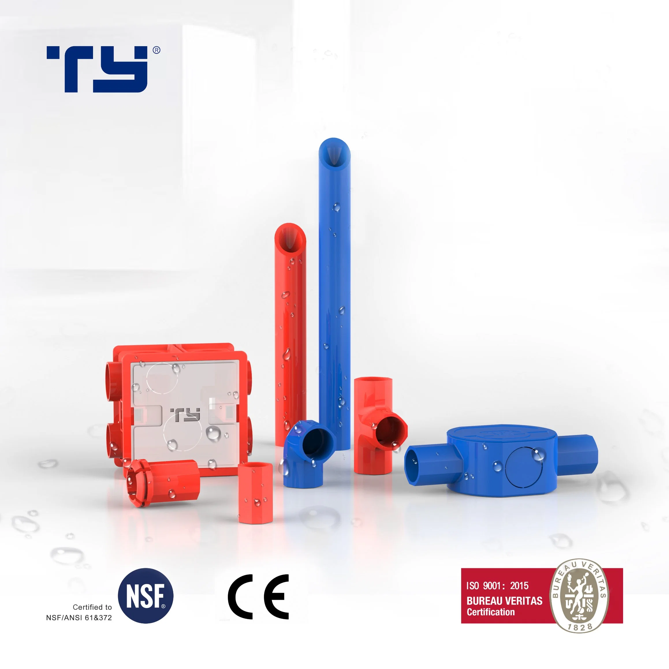 DIN DE PVC cuatro formas hexagonales de salida de la caja de empalmes con seis el cruce de montaje del tubo de puerto