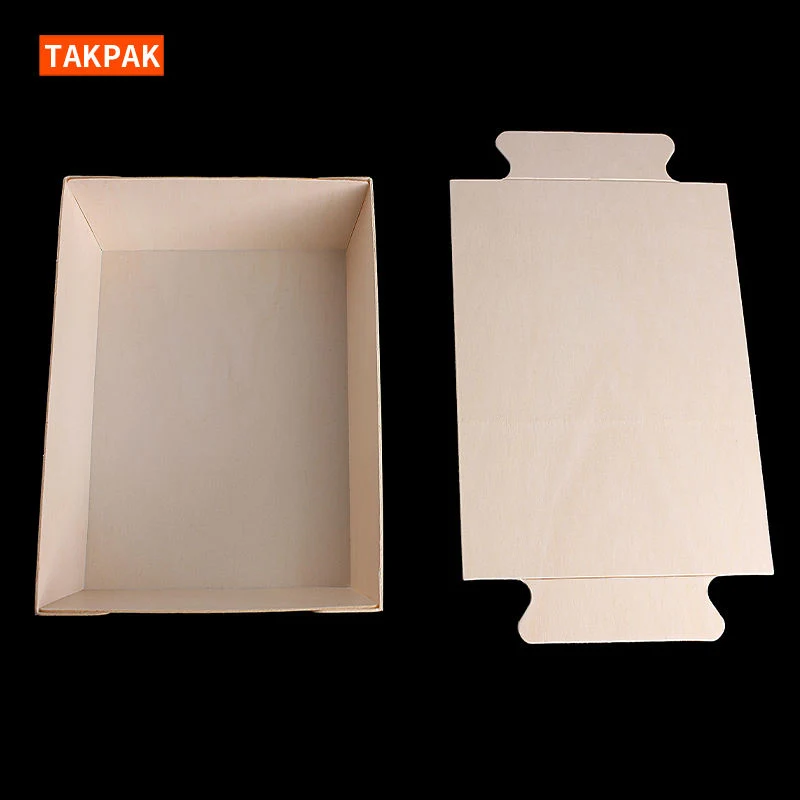 Biodegradable Disposable Ecofriendly Wooden Take out Pastry Cake Lunch Sushi Tray Box