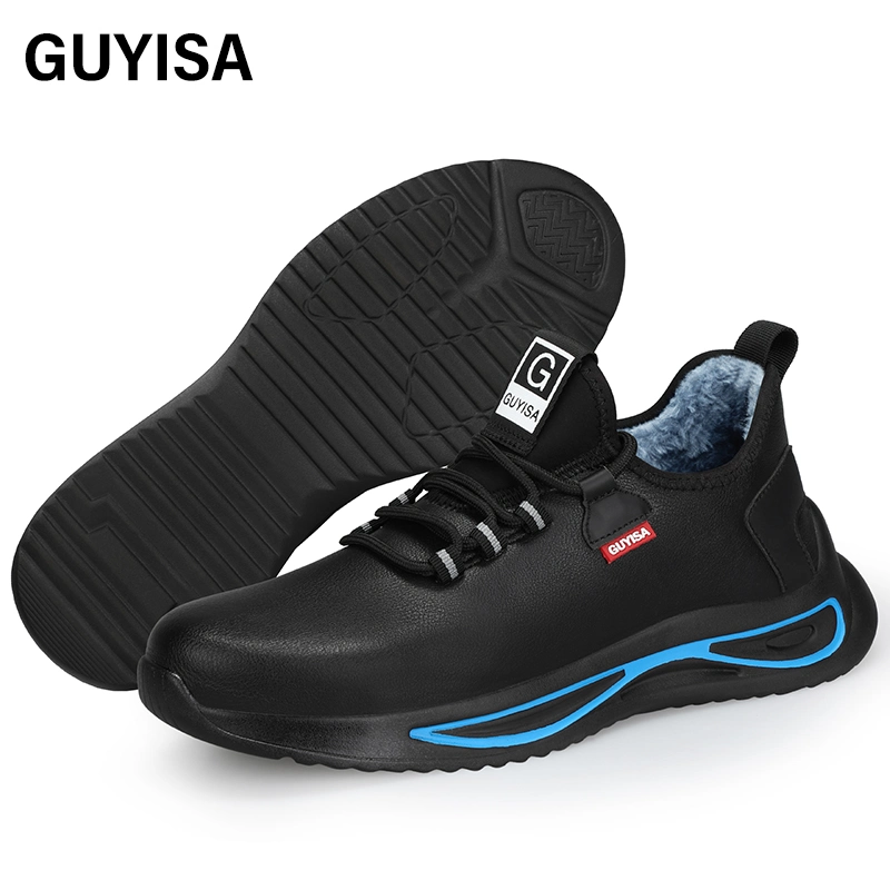 Guyisa Factory Direct Sales Safety Shoes Soft Microfiber Leather Work Site Wear-Resistant Rubber Sole Steel Toe