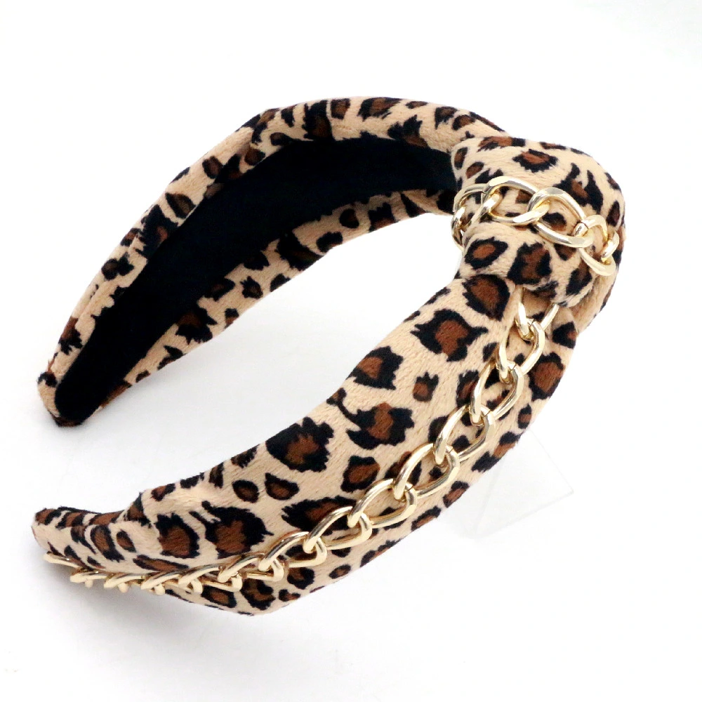 Brown Leopard vincular las mujeres de lujo de diadema de Terciopelo Hairband personalizado