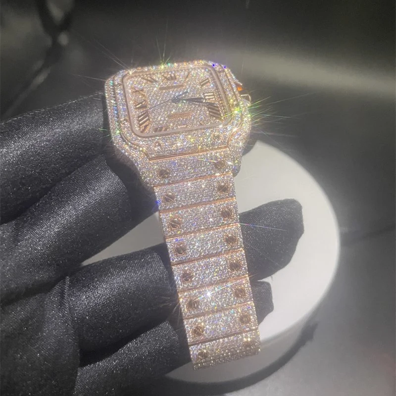 Relógio personalizado Luxury Watch para homem Relógio de diamante de moissanite com saia VVS Moissanite Watch Hiphop Watch Fashion Jewellery