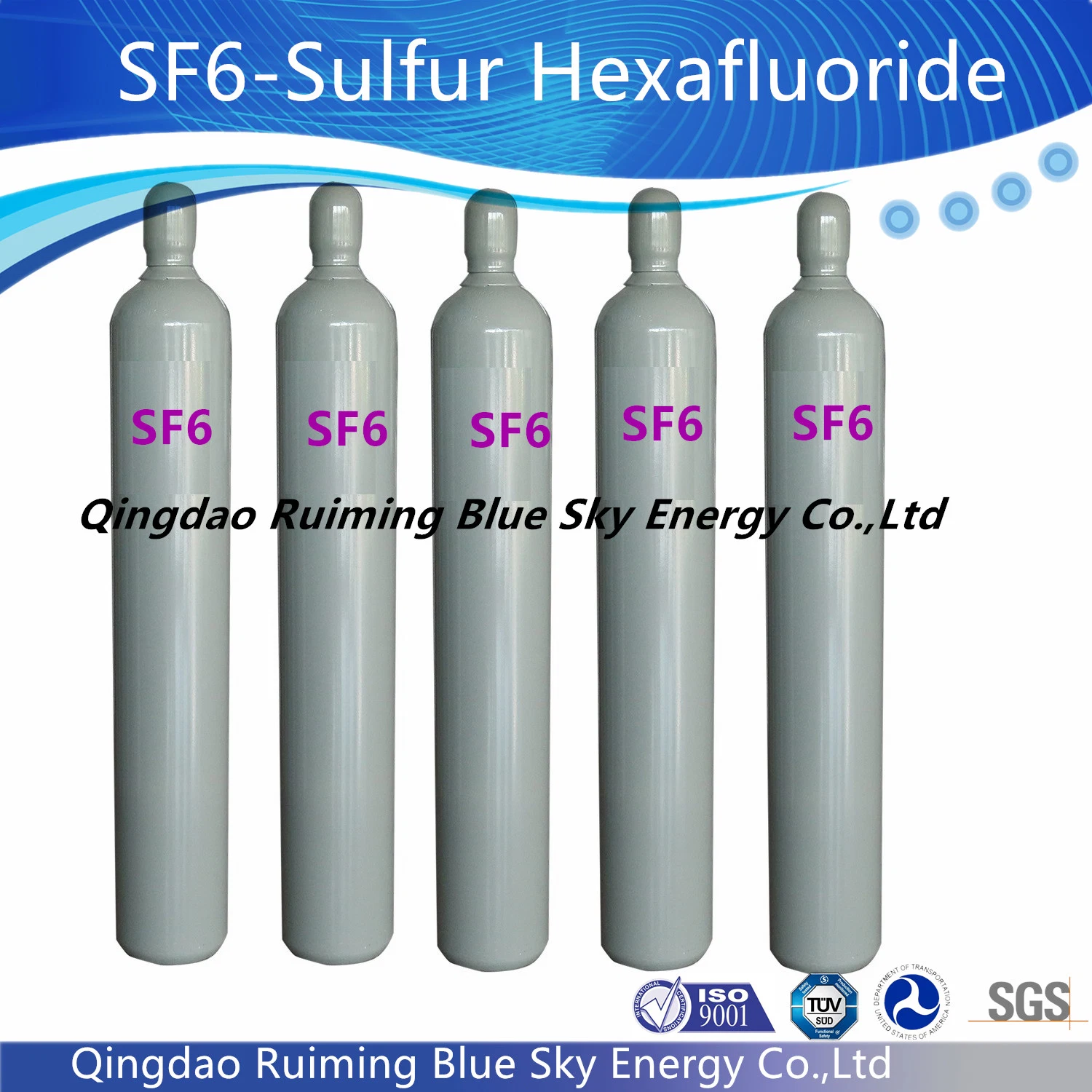 Sf6 Gas, Sulfur Hexafluoride Gas, 99.9-99.999% 50kgs Filling Weight