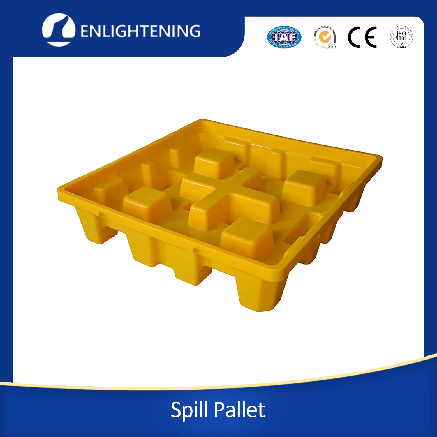 Leak-Proof Reusable Industrial Plastic Drum Pallets Heavy Duty HDPE 4 Drums Spill Pallet