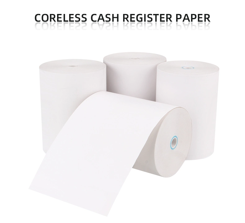 80X80mm No Lnner Tube Cash Register Receipt Paperfor Printing Adhesive Thermal Matt Thermal Jumbo Roll Paper 80X80mm