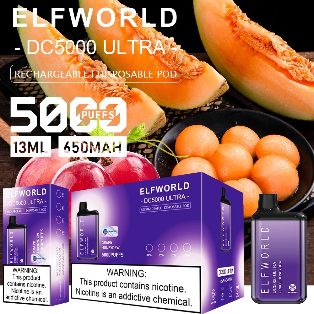 Elfworld DC5000 Bc5000 5500 6000 Pffs Disposable/Chargeable Vape Pen Bar [إلف] مفقودة يزوّج [ب] 5000puffs [Starter] عدد [هوكه] قلم سعر موزع أسعار المصنع الرخيصة