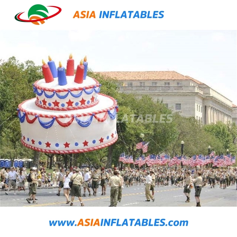 Cartoon Inflatable Cake Helium Balloon with Printing for Happy Birthday