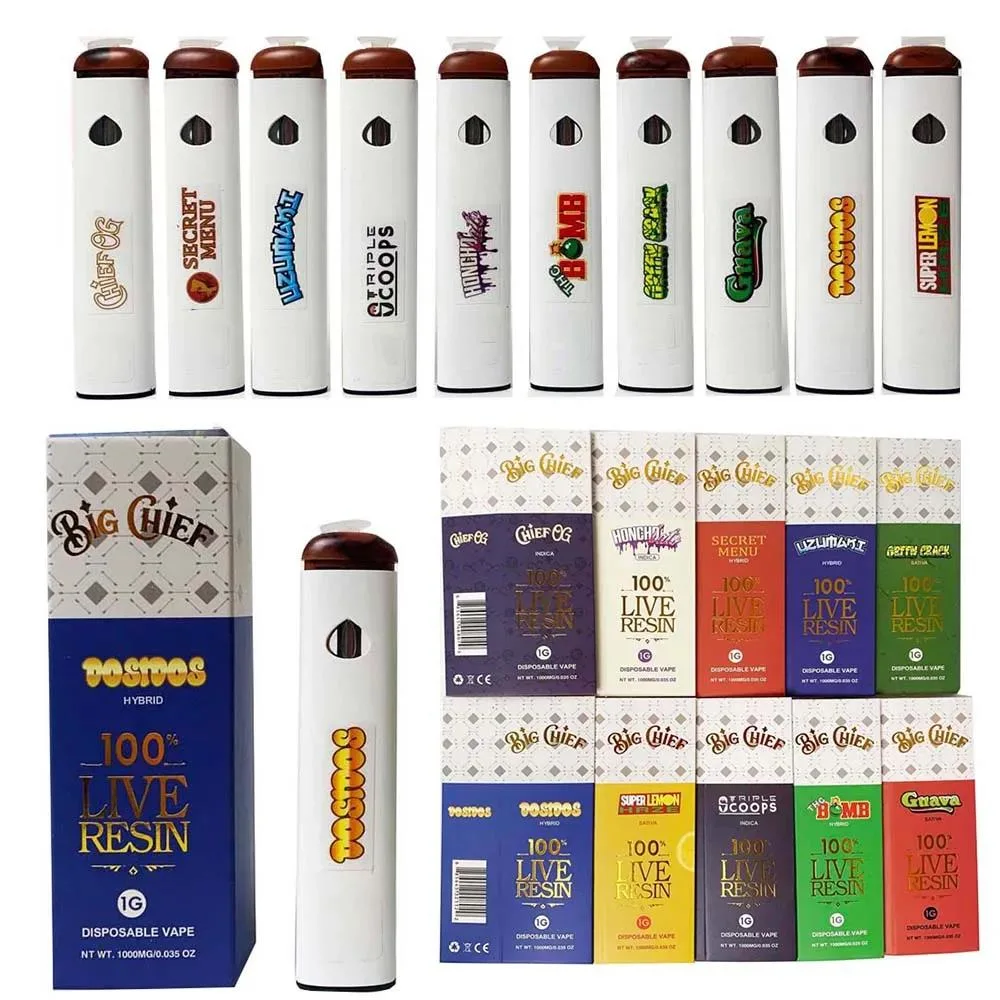 10 Flavors Big Chief E Cigarettes Disposable Vape Pen Empty Rechargeable 1ml 280mAh Micro USB Pods Carts Thick Oil Wax Vaporizer Start Kit Preheat with Box