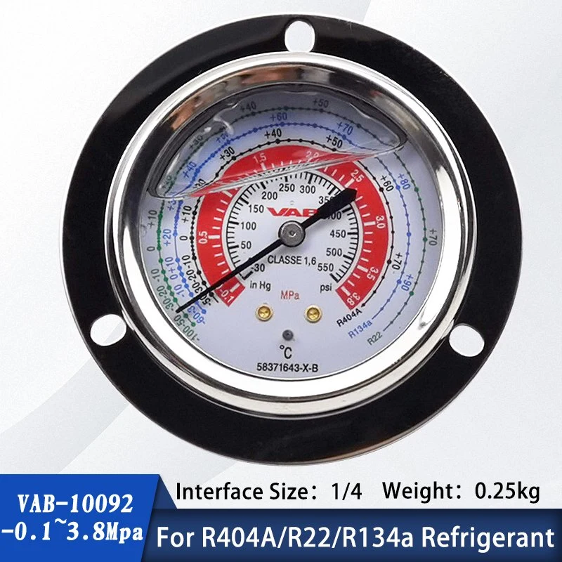 VAB 1.8MPA/3.8MPA الوصلة الخلفية المركزية مقياس ضغط الزيت السليكون