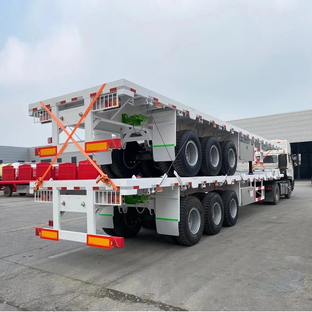 Nouvelle remorque semi-remorque à 3 essieux de 40 pieds, 40 tonnes, châssis squelette, remorque plate-forme de conteneur pour camion tracteur d'occasion