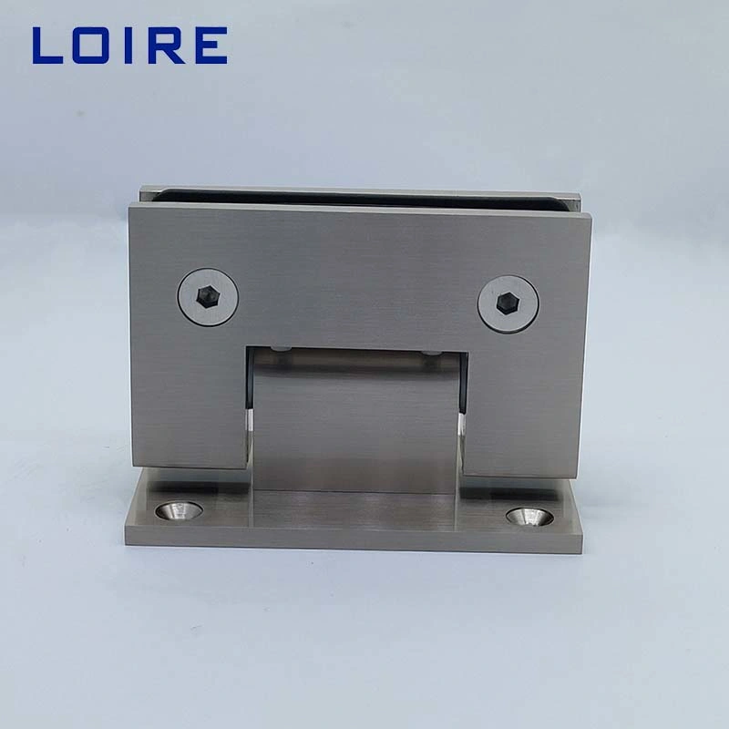 Loire Brushed Nicked Finish Brass Stainless Steel Aluminum Standard Duty Square Wall to Glass Wall Mount Shower Glass Door Hinges Hardware Accessories