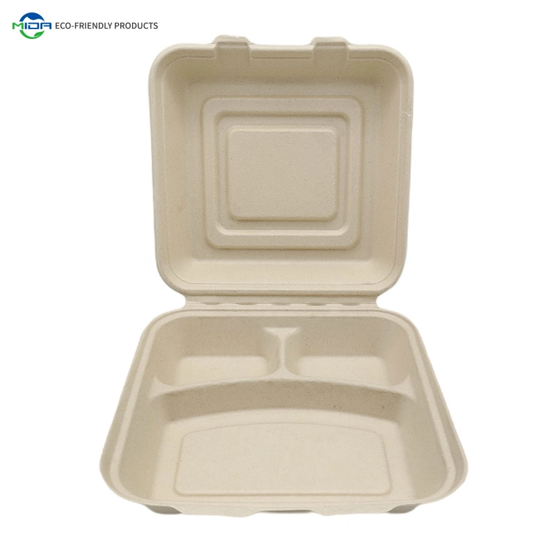 Biodegradables desechables de papel el depósito de pulpa de comida rápida Burger Almuerzo Box