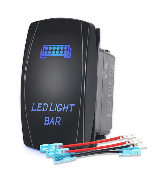 Edge S1-Lb LED Light Bar Rocker Switch Laser Pattern on/off LED Light 20A/12V 10A/24V 5pin Blue with Jumper Wires Set