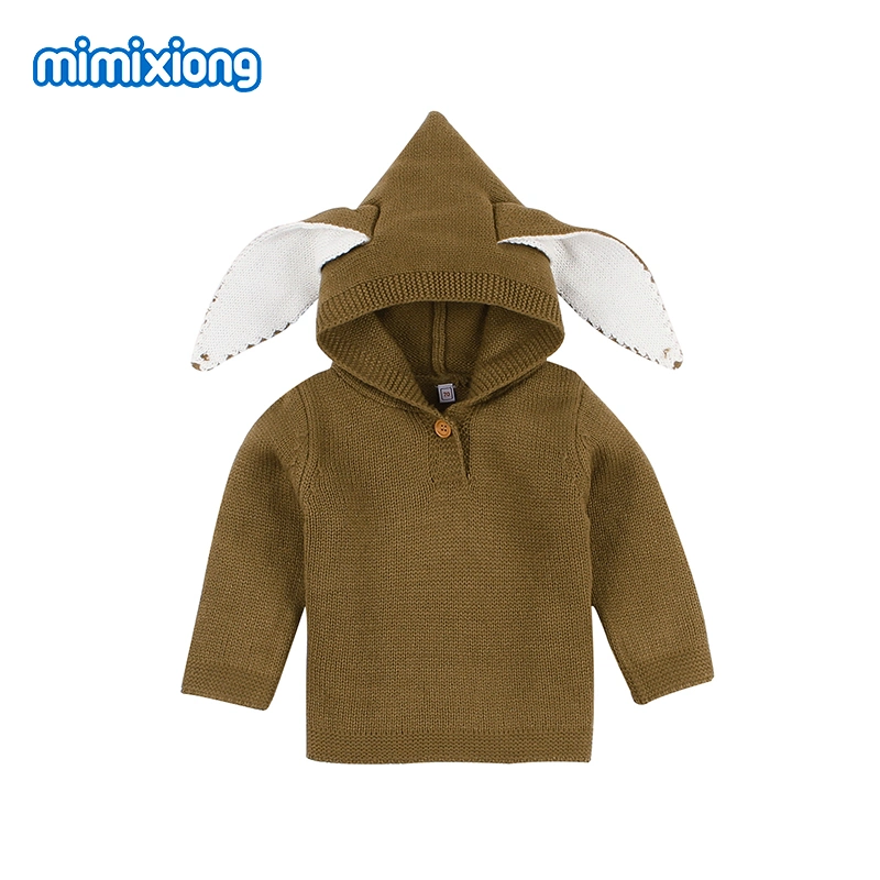 Factory High quality/High cost performance  Toddler Child Solid Color Pullover Sweater with Cute Hood Accept Customization