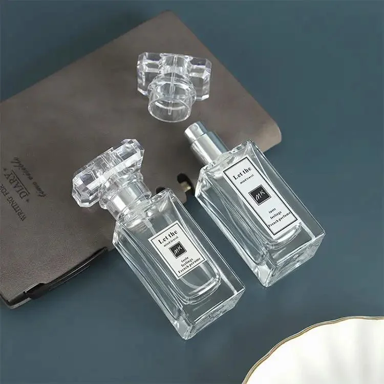 Custom Label Empty Fragrance Refill Spray 30ml Square Oil Glass Bottle Travel Women Men Perfume Bottles Packaging with Lids