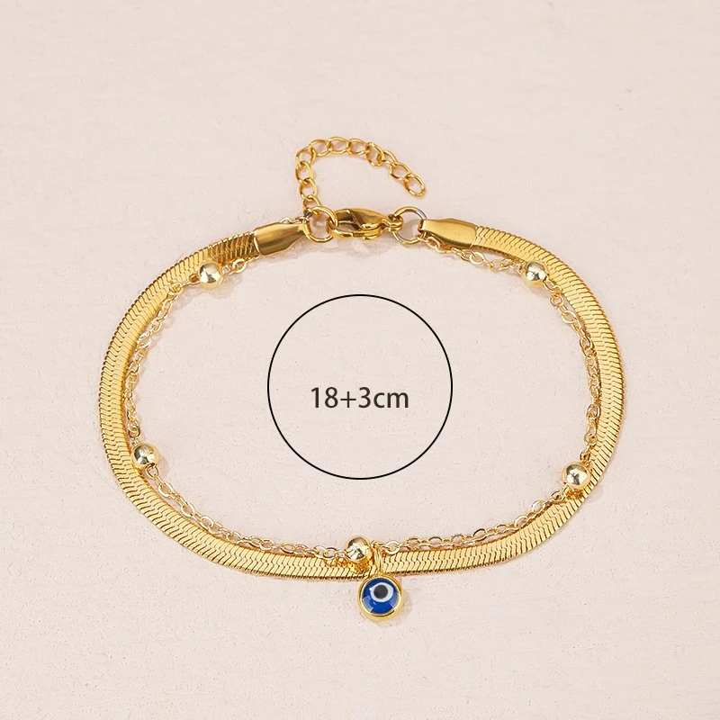 Mode Gold Überspalten Blue Evil Eyes Edelstahl Schmuck Armband Für Mädchen