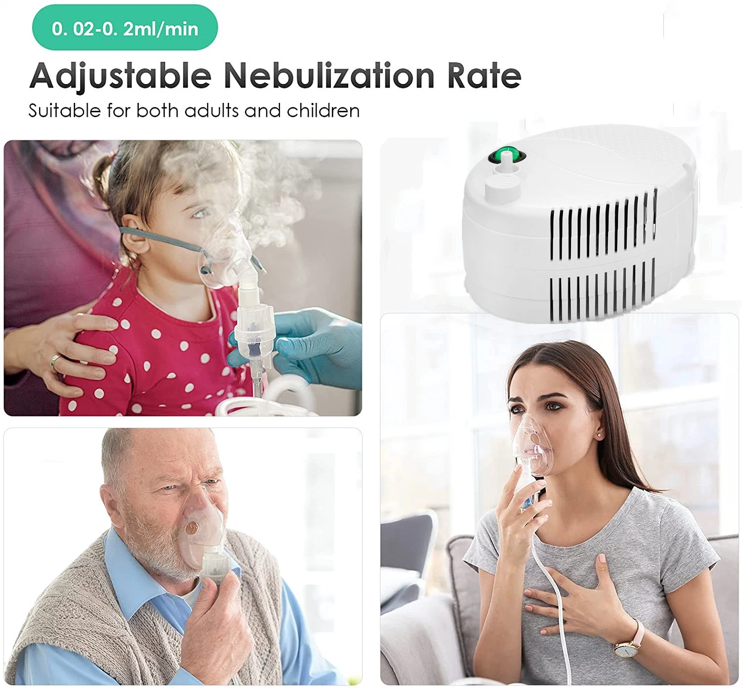 Portable Good Price Piston Nebulizer Medical Compressor Nebulizer with Adults Kids Mask