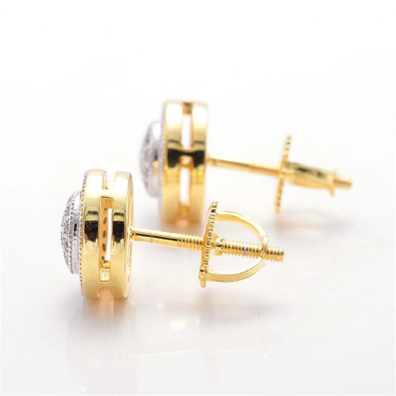 925 Sterling Sterling Silver Mens Hip Hop Style Rough CZ Stud Earring