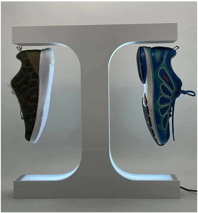 New High Technology Magnetic Levitation Double Shoe Display Stand, Floating Two Shoes Pair Rack with APP Control The RGB LED Light for Shoe Shop