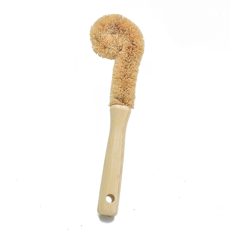 Eco-Friendly Natural Fibre Wood Bottle Floor Vegetable Dish Bottle Pot Brush Sisal Cleaning Brush