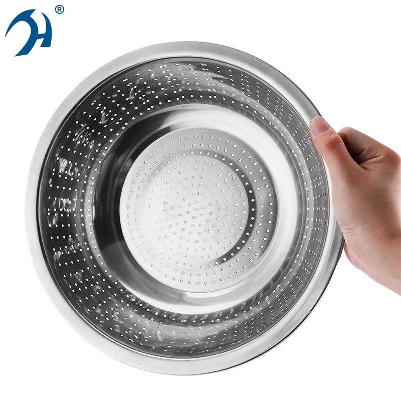 Multiple Size Commercial Kitchen Large Stainless Steel Mixing Bowl Round Basket Colander