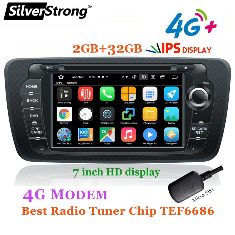 Автомобильный стереопроигрыватель DVD-радио Silverstrong Android 10 DSP WiFi GPS-навигация для сиденья Ibiza 2009 2010 2011 2012 2013 Двойной DIN CarPlay 7 дюймов